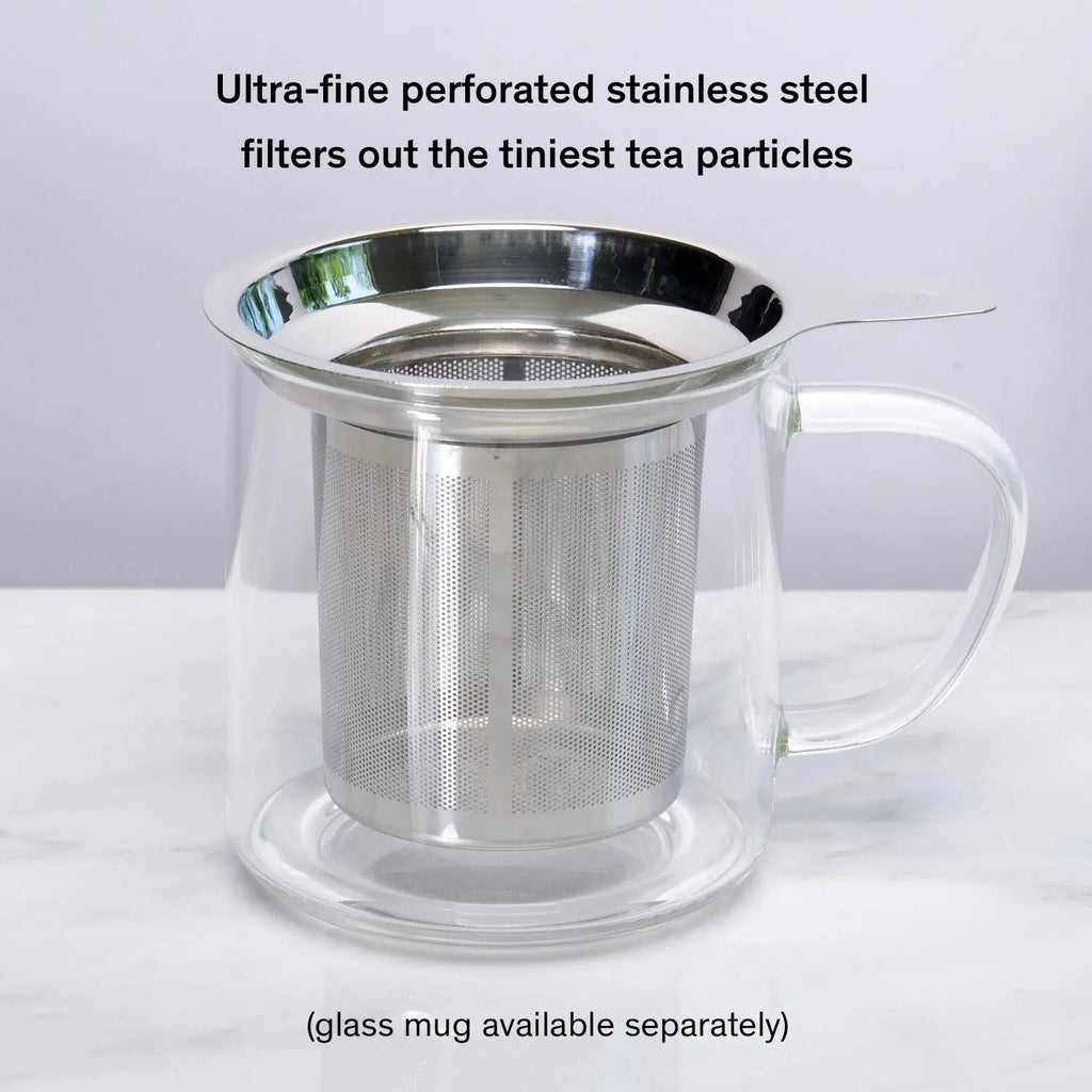 Stainless tea infuser in a mug