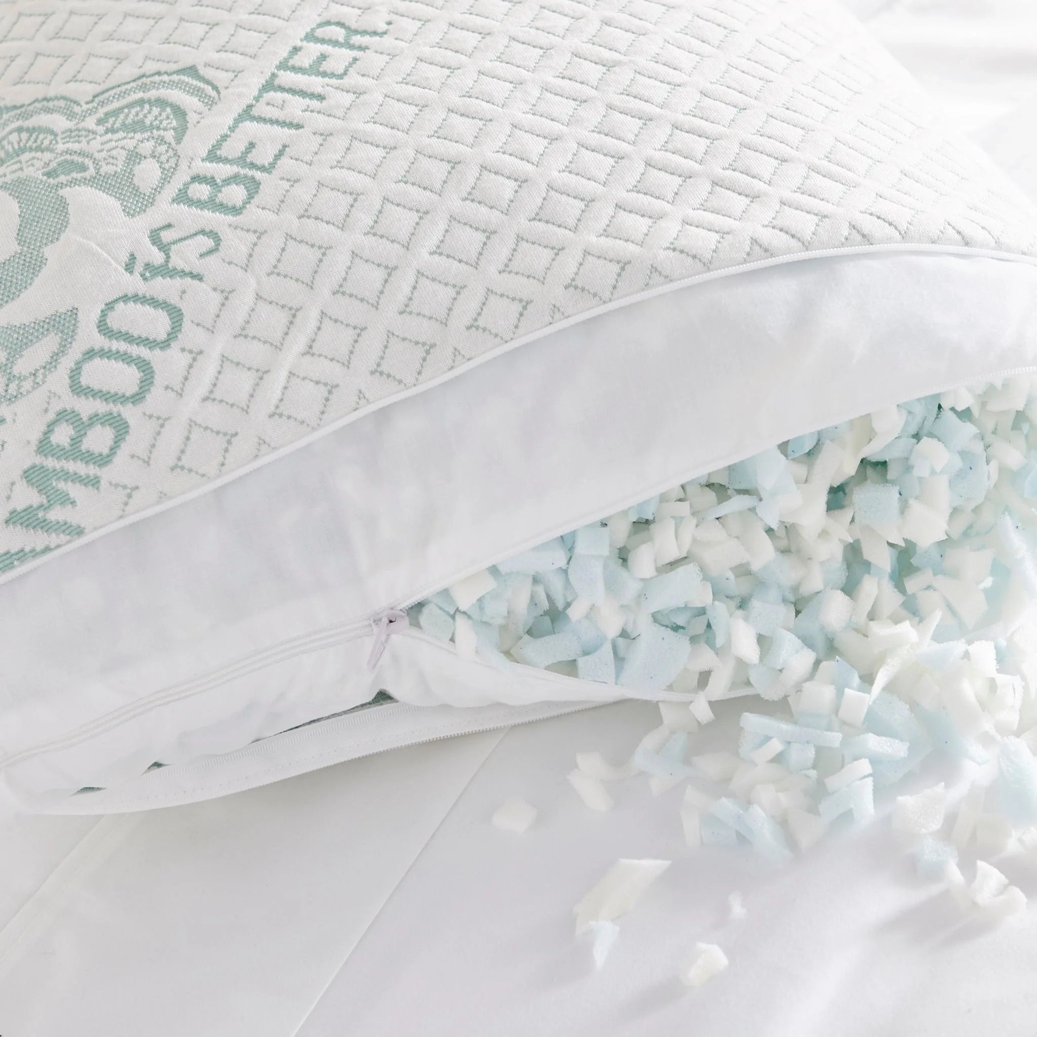 Adjustable bamboo pillow shredded memory foam fill