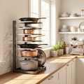 PHANCIR 8-Tier Adjustable Pots and Pans Organizer Rack - Heavy-Duty Metal Kitchen Storage