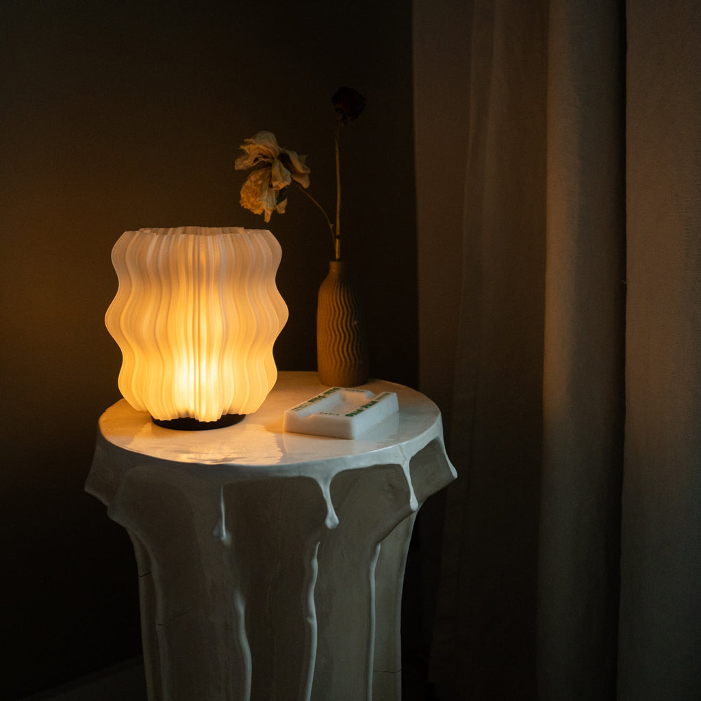 Natural Cordless Mini Wavy Lamp lifestyle view