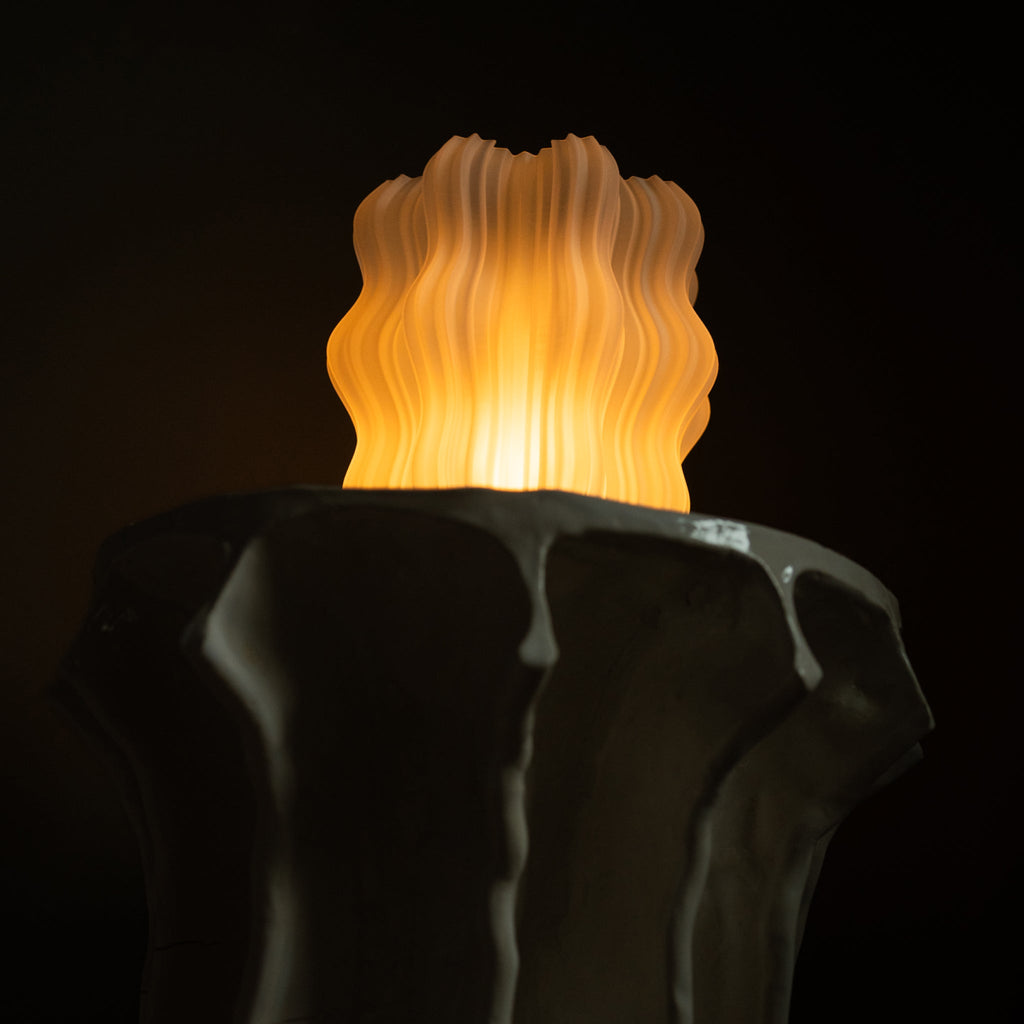 Natural Cordless Mini Wavy Lamp styled on a surface