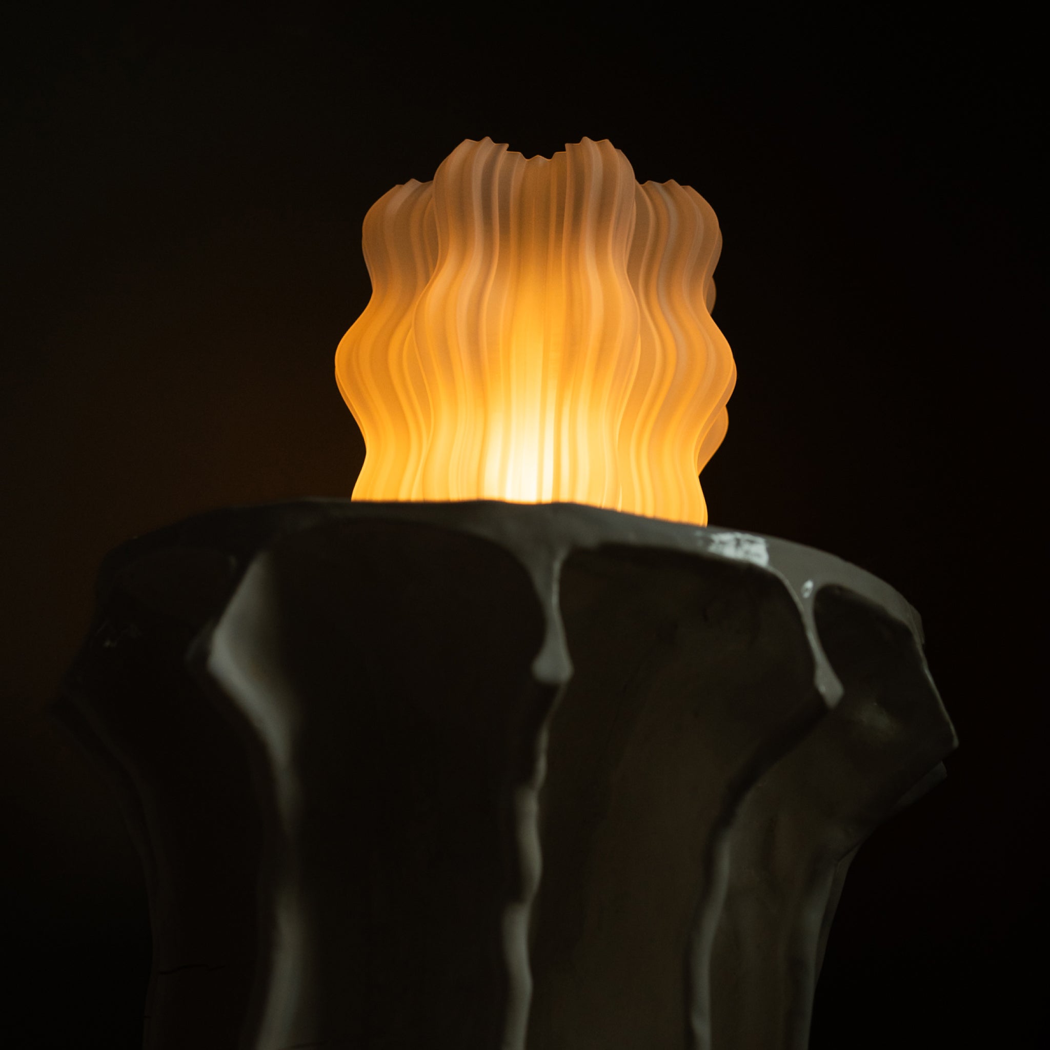 Natural Cordless Mini Wavy Lamp styled on a surface