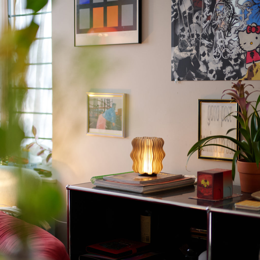 Smoke Cordless Mini Wavy Lamp lifestyle view