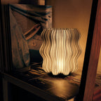 Smoke Cordless Mini Wavy Lamp in room setting