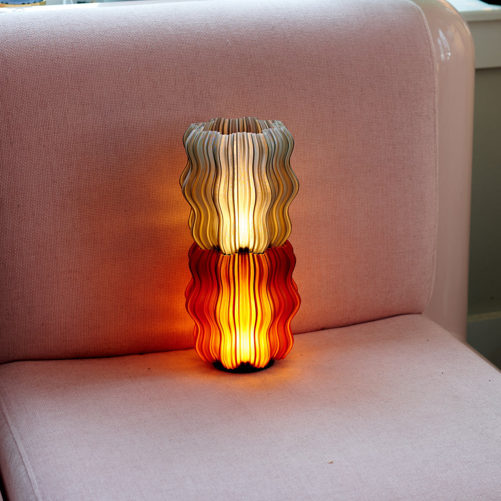 Cordless Mini Wavy Lamps stacked together