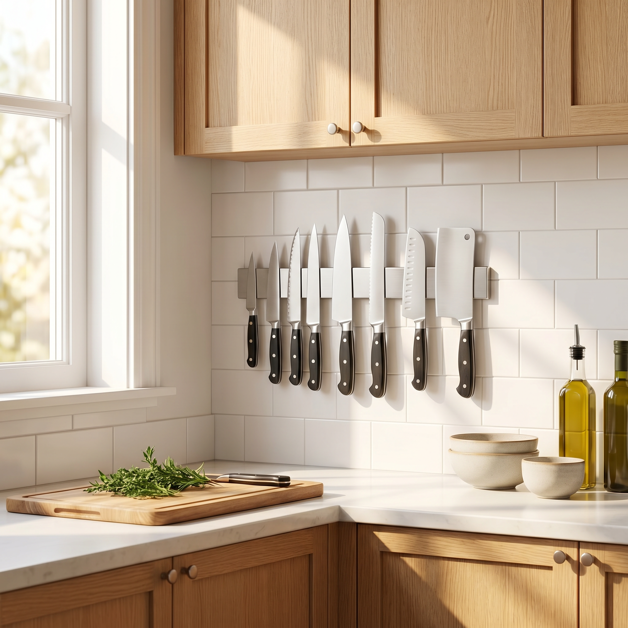 Magnetic Knife Strip Wall Mounted Knife Holder - Stainless Steel Kitchen Organizer