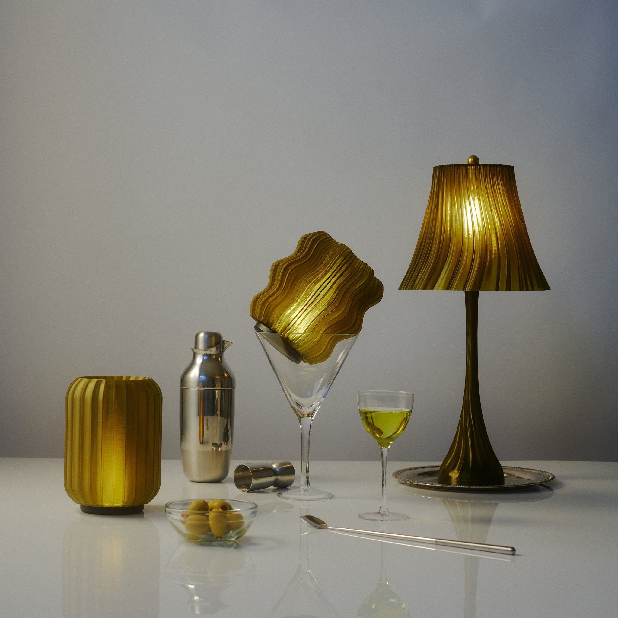 Olive Oil Cordless Mini Wavy Lamp lifestyle view