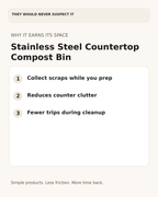 Three everyday benefits of the stainless steel countertop compost bin