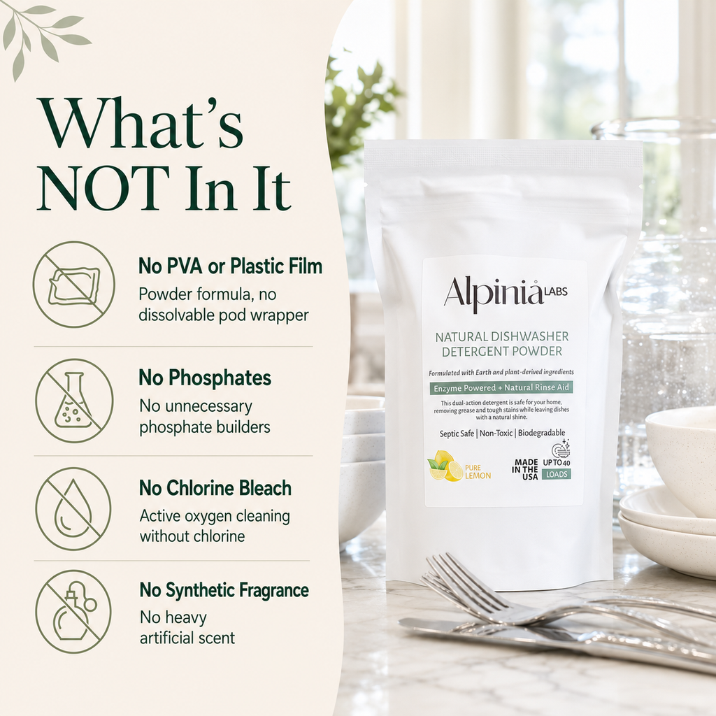 Dishwasher detergent ingredient and formula information