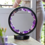 Amethyst halo lamp glowing in room setting