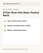 Three everyday benefits of the four-tier over-the-door pantry rack