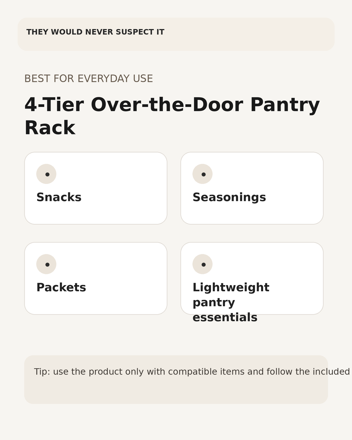Everyday uses for the four-tier over-the-door pantry rack