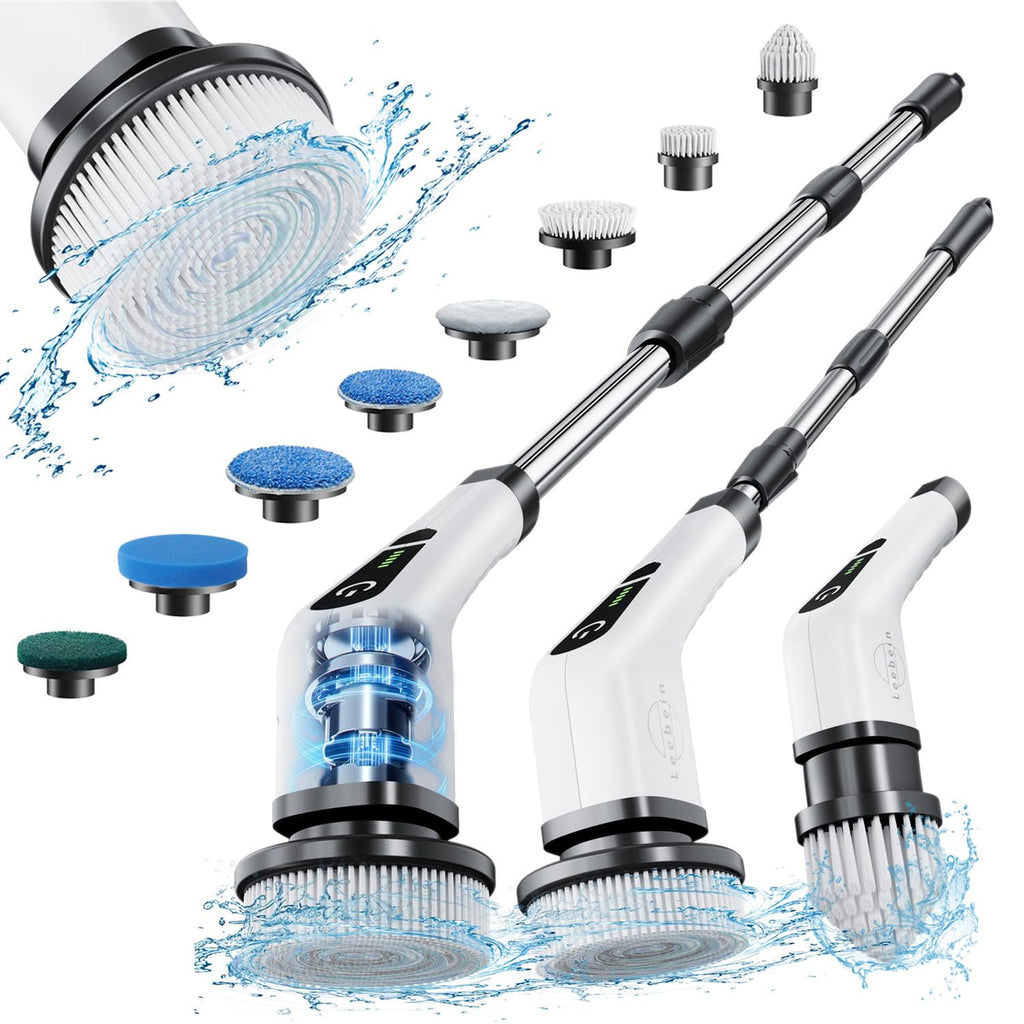 Close-up detail view of the wireless USB rechargeable electric cleaning brush